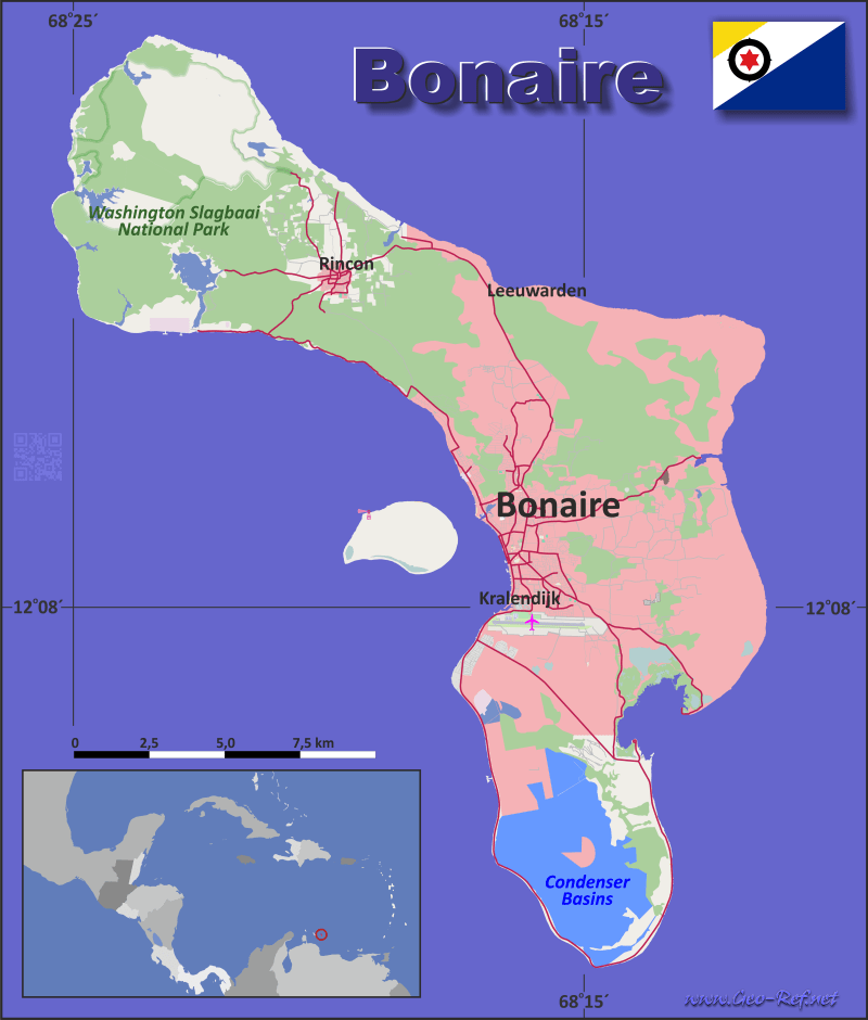 map of bonaire in the caribbean